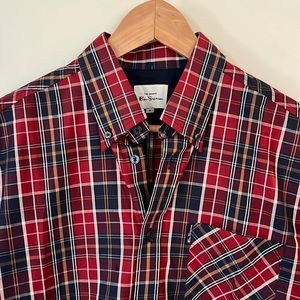 Ben Sherman short sleeve button down plaid shirt size medium